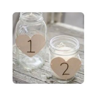 Set of 20 Wedding Centerpiece Table Number Charms Engraved Hearts